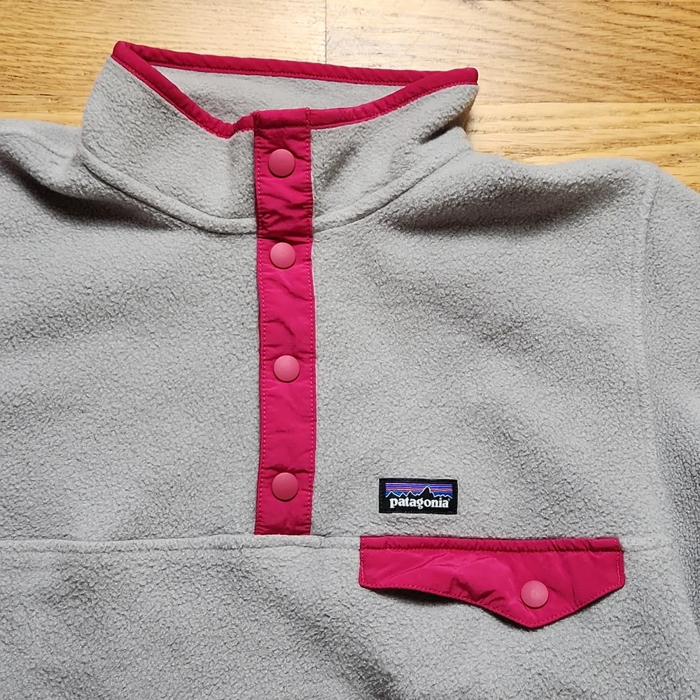 Patagonia Synchilla Snap T gray pink fleece pullover